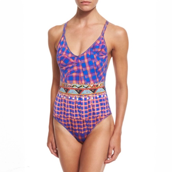 Bergdorf Goodman Camilla, Rainbow Warrior Print Reversable Swimsuit / Size M-L - Picture 4 of 11